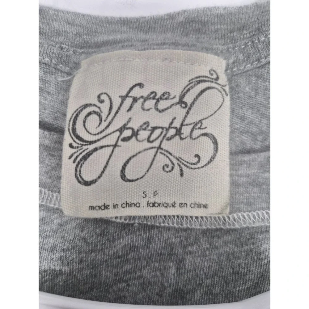 Free‎ People Oversized Boho Top Grey Mesh Bell Sleeve Size Small Petite